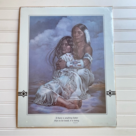 Penni Ann Cross Native American print Art Leanin Tree 1988 Vintage Rare Love - Picture 4 of 10